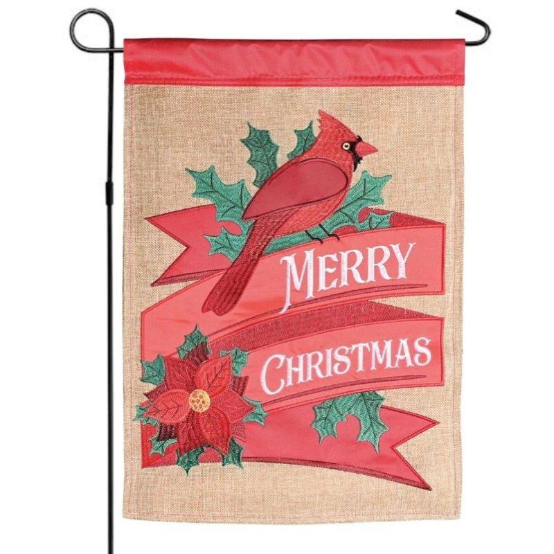 Poinsettia with Cardinal Garden Flag
